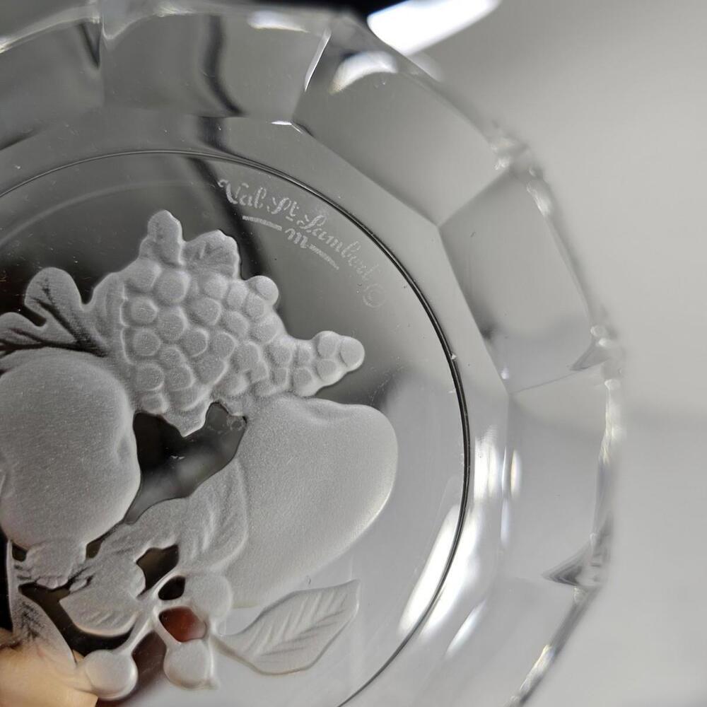 Vtg Val saint lambert belgium Coupe Gardenia crystal fruit Bowl brussels 6" - Picture 5 of 7